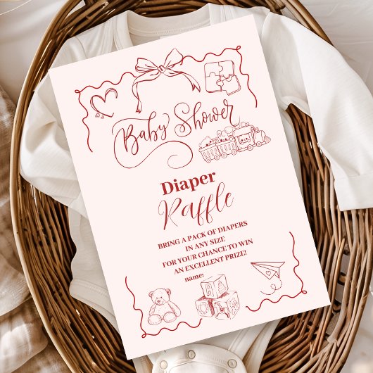 Carte D'accompagnement Jouets de Doodle Rose Baby shower Diapper Raffer