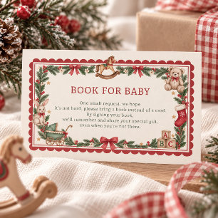 Carte D'accompagnement Jouets Vintage Red Scallop Livre de Noël pour bébé