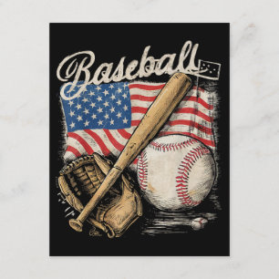 Carte D'accompagnement Joueur de baseball américain Drapeau Bat Fan Catch