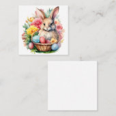 Carte D'accompagnement Joyeuse peinture d'aquarelle de lapin de Pâques (Devant / Derrière)