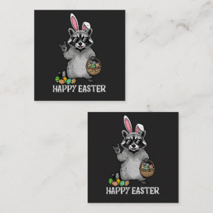 Carte D'accompagnement Joyeuses Pâques Raton laveur Lapin