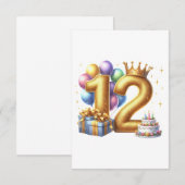 Carte D'accompagnement Joyeux 12e anniversaire (Devant / Derrière)