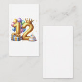 Carte D'accompagnement Joyeux 12e anniversaire (Devant / Derrière)