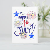 Carte D'accompagnement Joyeux 4 juillet ! avec feux d'artifice et étoiles (Debout devant)