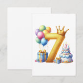 Carte D'accompagnement Joyeux 7ème Anniversaire (Devant / Derrière)