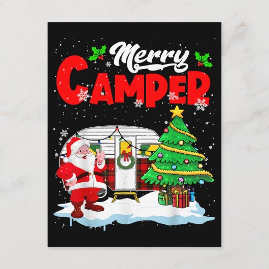 Carte D'accompagnement Joyeux Camper Noël Père Noël Camper Camper Camping (Devant)
