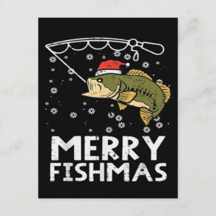Carte D'accompagnement Joyeux Fish Noël Poisson Pêche Xmas 