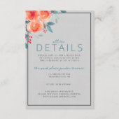 Carte D'accompagnement Joyeux Floral Orange et Mariage Turquoise (Devant)