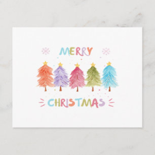 Carte D'accompagnement Joyeux Noël Arbres Colorés Essentiel