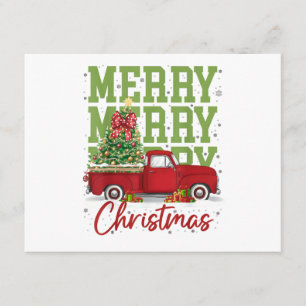 Carte D'accompagnement Joyeux Noël Camion Rouge Famille Pyjama Assortis M