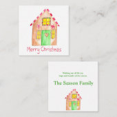 Carte D'accompagnement Joyeux Noël Maison en pain d'épices (Devant / Derrière)