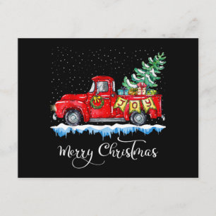 Carte D'accompagnement Joyeux Noël Vintage Camion Rouge Ancien Noël