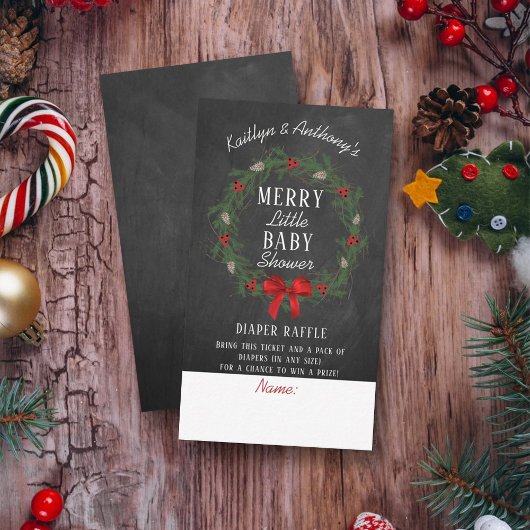 Carte D'accompagnement Joyeux petit Baby shower de Noël Déchets Raffle