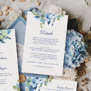 Carte D'accompagnement Juliette Dusty Blue Flowers Détails du Mariage