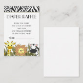 Carte D'accompagnement Jumeau animal thème Diaper Raffle billet (Devant / Derrière)