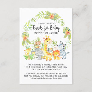 Carte D'accompagnement Jungle Animaux Baby shower Book for Baby Card