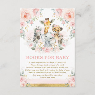 Carte D'accompagnement Jungle Animaux Rose Blush Floral Livres pour bébé