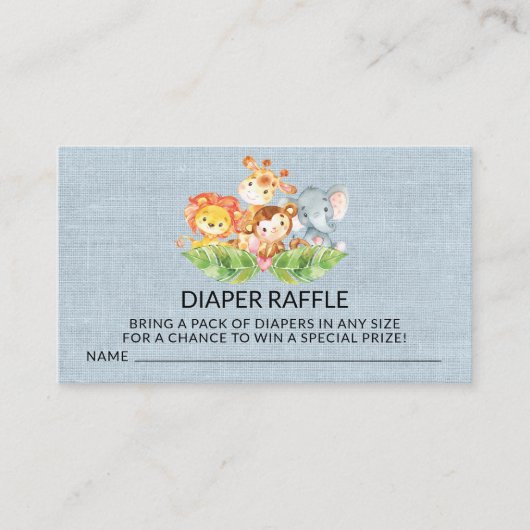 Carte D'accompagnement Jungle Baby Animals Douche Moissonneuse Raffle Tic (Devant)