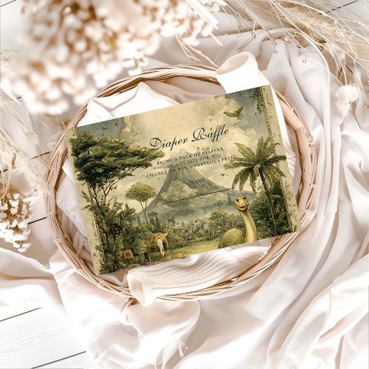Carte D'accompagnement Jungle Dinosaur Baby Shower Diapper Raffle