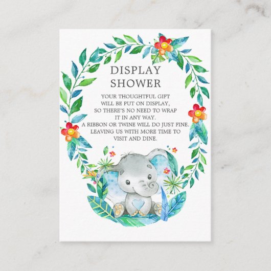 Carte D'accompagnement Jungle Elephant Baby shower Cadeau Douche (Devant)