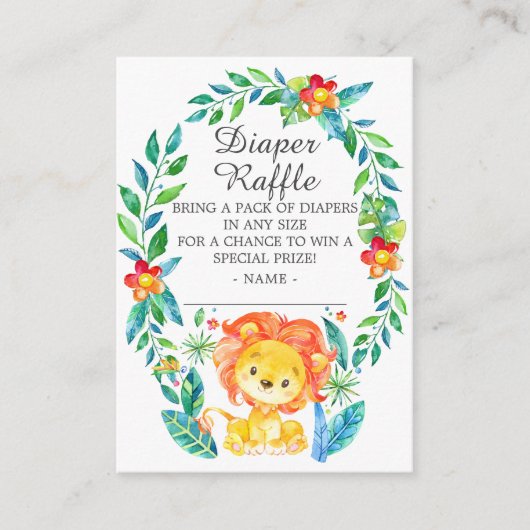 Carte D'accompagnement Jungle Lion Baby shower Déchets Raffin (Devant)
