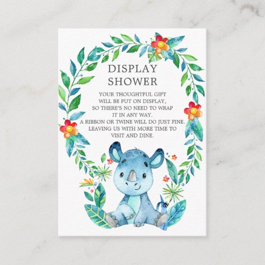 Carte D'accompagnement Jungle Rhino Baby shower Cadeau Douche (Devant)