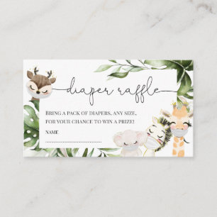 Carte D'accompagnement Jungle Safari Animaux Baby shower Déchets Raffle