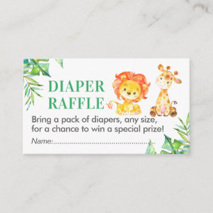 Carte D'accompagnement Jungle Safari Diaper Raffle Baby shower de billet