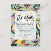 Carte D'accompagnement jungle tropicale fleurie mariage détails informati (Devant)