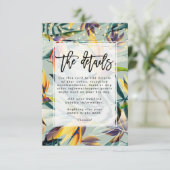 Carte D'accompagnement jungle tropicale fleurie mariage détails informati (Debout devant)