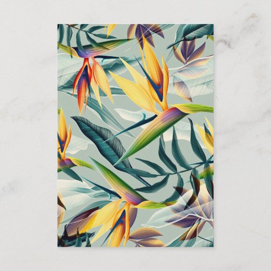 Carte D'accompagnement jungle tropicale fleurie mariage détails informati (Dos)