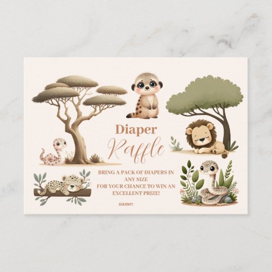 Carte D'accompagnement Jungle tropicale Safari Animaux Garçon Raffle Diap (Devant)