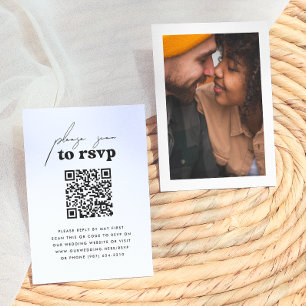 Carte D'accompagnement Just Love Retro Groovy Photo QR Code Mariage Répon