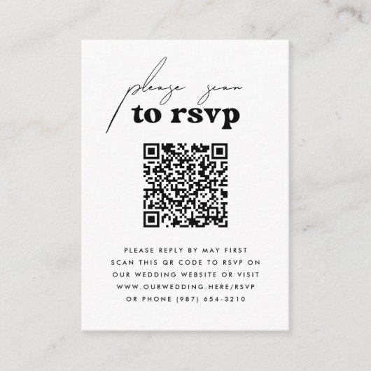 Carte D'accompagnement Just Love Retro Photo Super QR Code Mariage RSVP (Devant)