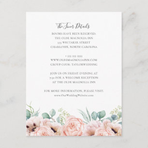Carte D'accompagnement Katrina Pink Floral Mariage Détails sur l'invité