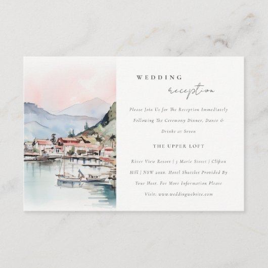 Carte D'accompagnement Kauai Hawaii Watercolor Scape Wedding Reception (Devant)