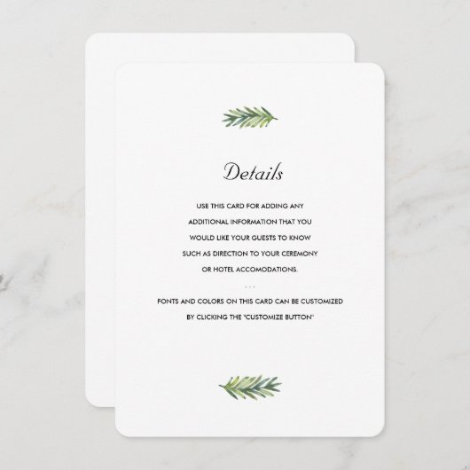 Carte D'accompagnement Kauai Mariage (Devant / Derrière)