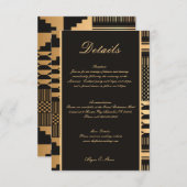 Carte D'accompagnement Kente noir et or (Devant / Derrière)