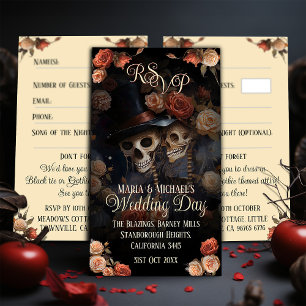 Carte D'accompagnement Kissing Skeletons RSVP Mariage gothique