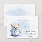 Carte D'accompagnement Kitten dans Baby shower de fleurs bleues de coupe (Devant / Derrière)