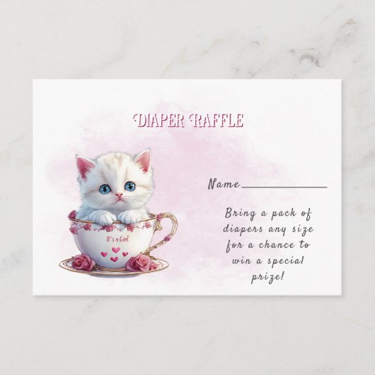 Carte D'accompagnement Kitten en Baby shower de fleurs roses de coupe (Devant)
