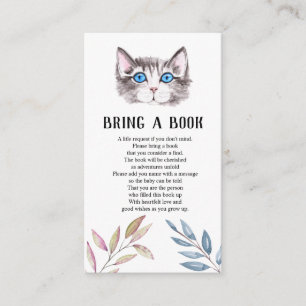 Carte D'accompagnement Kitten Kitty Chat Baby shower Apportez un livre