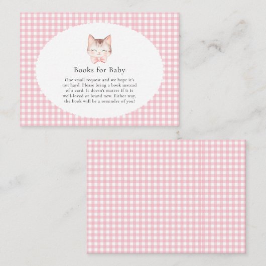Carte D'accompagnement Kitty Chat rose Purr-fect Baby shower bébé fille (Devant / Derrière)