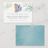 Carte D'accompagnement Koala Bear Eucalyptus Feuilles Baby Diaper Raffle (Devant / Derrière)