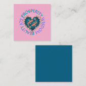 Carte D'accompagnement Koi bonne fortune rose et turquoise  (Devant / Derrière)