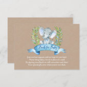Carte D'accompagnement Kraft Boy Rustic Elephant Books for Baby Insert (Devant / Derrière)