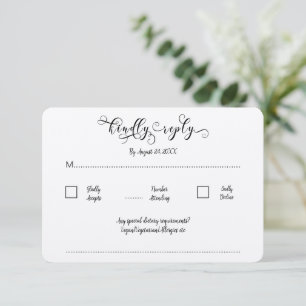 Carte D'accompagnement Kraft Calligraphie Script Traditionnel Mariage RSV