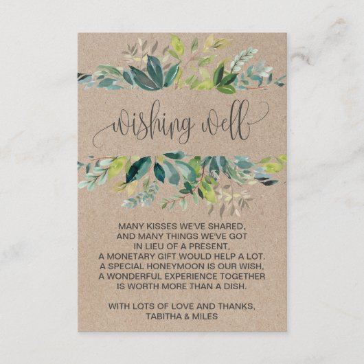 Carte D'accompagnement Kraft Foliage Mariage Wishing well (Devant)