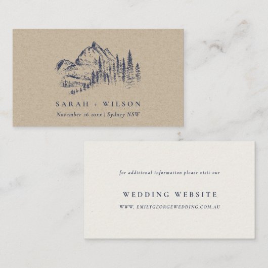 Carte D'accompagnement Kraft Pine Woods Mountain Sketch Mariage Website (Devant / Derrière)
