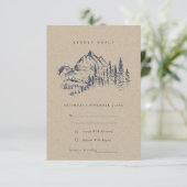 Carte D'accompagnement Kraft Pine Woods Mountain Sketch Wedding RSVP (Debout devant)